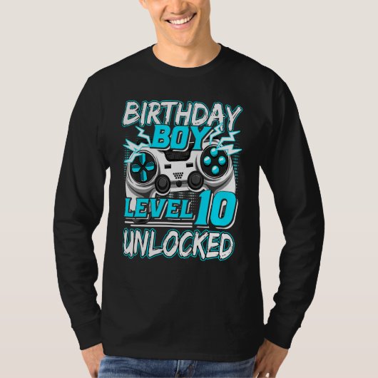 T-shirt Level 10 Unlocked Video Game Birthday Gamer Boys (Devant)