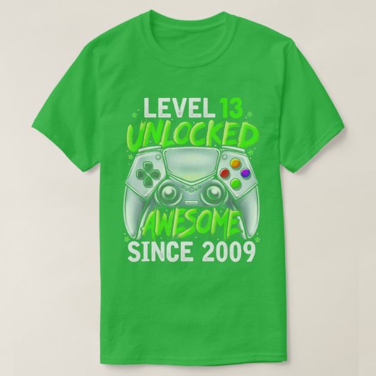 T-shirt Level 13 Unlocked Awesome 2009 Video Game 13th Bir (Design devant)