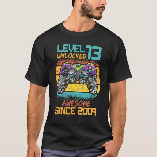 T-shirt Level 13 Unlocked Awesome 2009 Video Game 13th Bir (Devant)