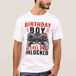 T-shirt Level 14 Unlocked Birthday Boy 14 Year Old Boys Ga