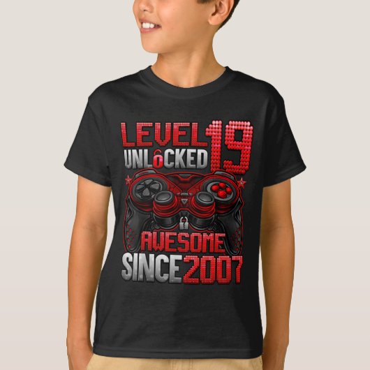 T-shirt Level 19 Unlocked 19 Year Old Boys 19th Birthday B (Devant)