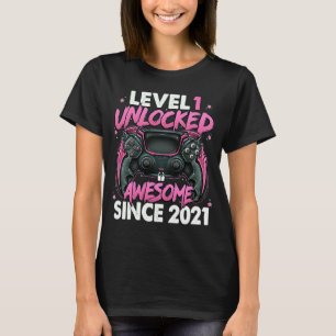 T-shirt Level 1 Unlocked Awesome Since 2021 1st Birthday G