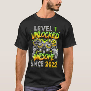 T-shirt Level 1 Unlocked Awesome Since 2022 1st Birthday G