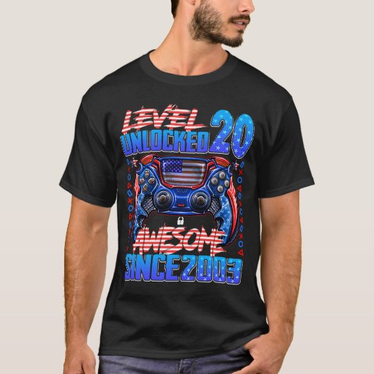 T-shirt Level 20 Awesome Since 2003 20th Birthday (Devant)