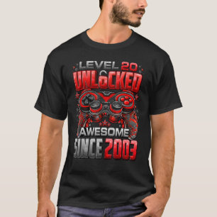 T-shirt Level 20 Awesome Since 2003 20th Birthday