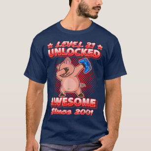 T-shirt Level 21 Unlocked Gamers Born 2001 Dabbing Pig 21s