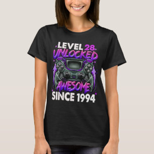 T-shirt Level 28 Unlocked Awesome Since 1994 28th Birthday