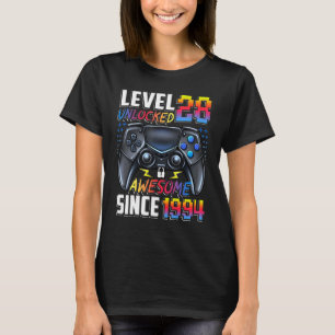 T-shirt Level 28 Unlocked Awesome Since 1994 28th Birthday