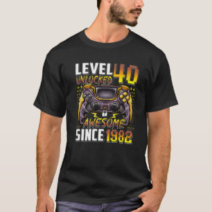 T-shirt Level 40 Unlocked Awesome Since 1982 40Th Birthday