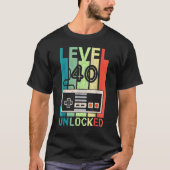 T-shirt Level 40 Unlocked Video Gamer 40th Birthday Tee (Devant)