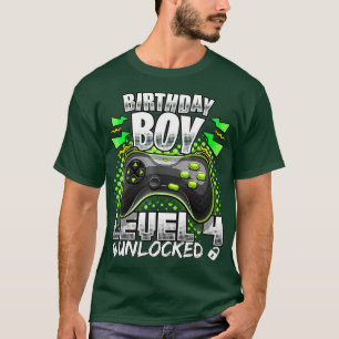 T-shirt Level 4 Unlocked Video Game 4th Birthday  Gift Boy