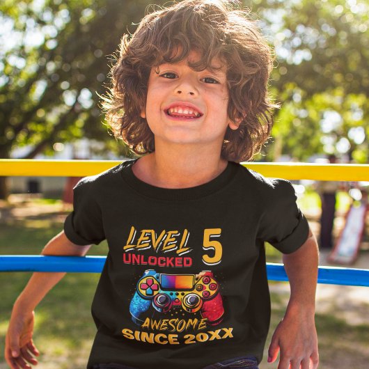 T-shirt Level 5 Unlocked - Funny Birthday 5 Kids