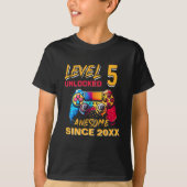 T-shirt Level 5 Unlocked - Funny Birthday 5 Kids (Devant)