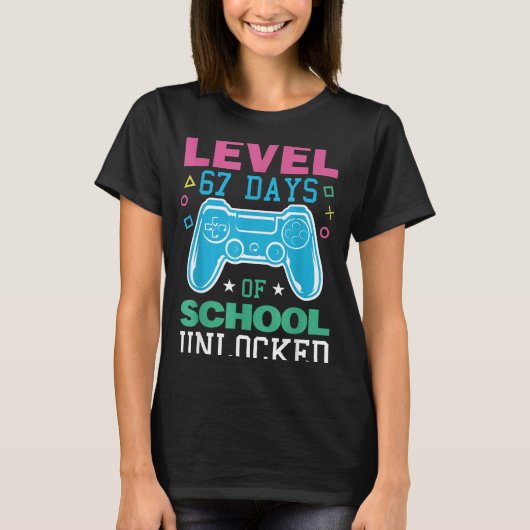 T-shirt Level 67 Days Of School Unlocked Funny 6 7 Meme Ga (Devant)