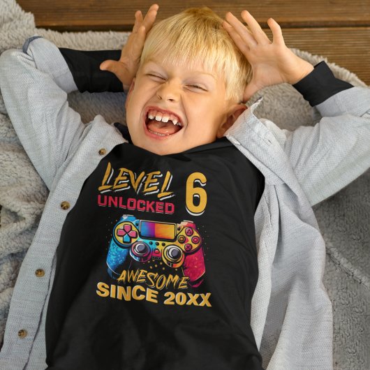 T-shirt Level 6 Unlocked - Fun Birthday 6 Gamer 