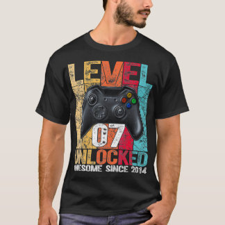 T-shirt Level 7 Unlocked Awesome Since 2014 7th Birthday G