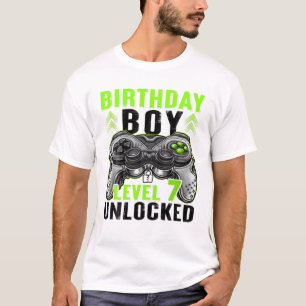 T-shirt Level 7 Unlocked Birthday Boy 7 Year Old Boys Gami