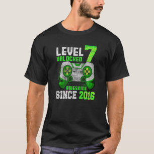 T-shirt Level 7 Unlocked Shirt Funny Video Gamer 7th Birth