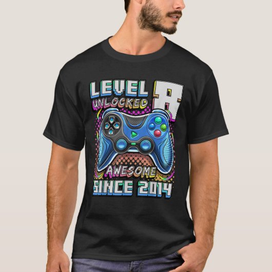 T-shirt Level 8 Awesome 2014 Video Game 8th Birth (Devant)