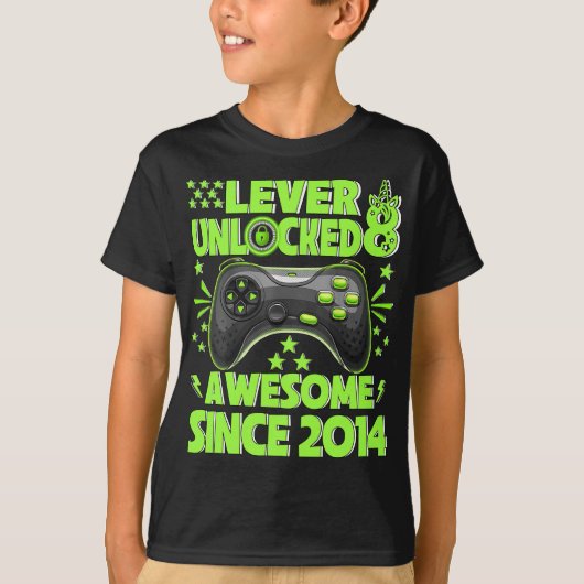 T-shirt Level 8 Awesome 2014 Video Game 8th Birth (Devant)
