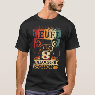 T-shirt Level 8 Unlocked Awesome 2015 Gamer Boy 8th Birthd