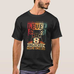 T-shirt Level 8 Unlocked Awesome 2015 Gamer Boy 8th Birthd