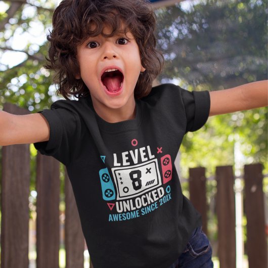 T-shirt LEVEL 8 UNLOCKED Gamer Birthday – Custom Year