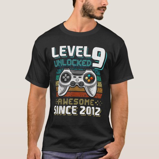 T-shirt Level 9 Awesome 2012 Video Game 9th Birth (Devant)