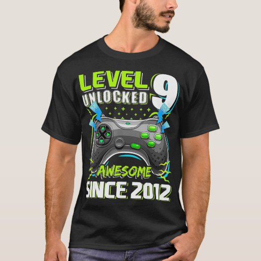 T-shirt Level 9 Awesome 2012 Video Game 9th Birth (Devant)