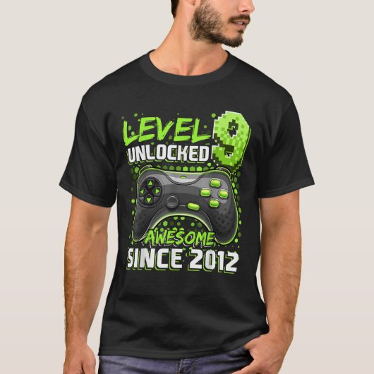 T-shirt Level 9 Awesome 2012 Video Game 9th Birth (Devant)