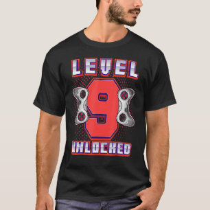 T-shirt Level 9 Unlocked Video Game 9th Birthday Gamer Bo
