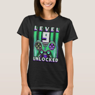T-shirt Level 9 Unlocked Video Game 9th Birthday Gamer Bo