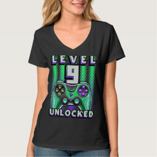 T-shirt Level 9 Unlocked Video Game 9th Birthday Gamer Bo