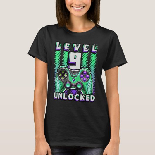 T-shirt Level 9 Video Game 9th Birthday Gamer Boy (Devant)