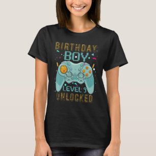 T-shirt Level 9 Video Game 9th Birthday Gamer Boy