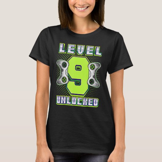 T-shirt Level 9 Video Game 9th Birthday Gamer Boy (Devant)