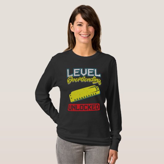 T-shirt Level Overbending Unlocked Harmonica Player (Devant entier)