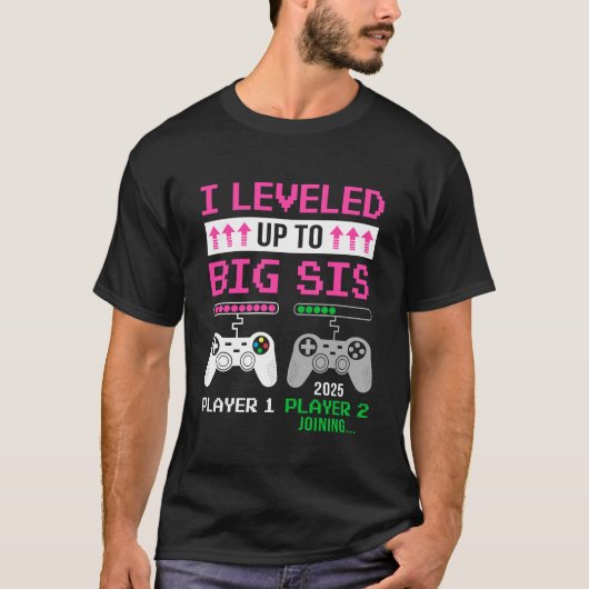 T-shirt Leveled To Big Sister 2025 Drôle Jeu Vidéo Soo (Devant)