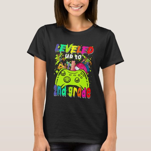 T-shirt Leveled Up To 2nd Grade Gamer Back To School First (Devant)