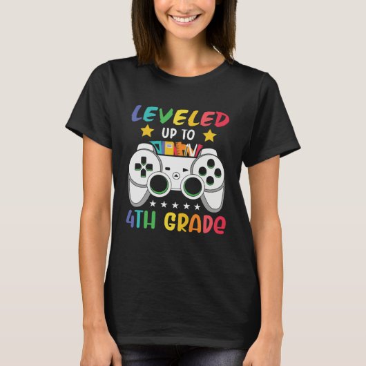 T-shirt Leveled Up To 4th Grade  Gaming 3rd Grade Graduati (Devant)