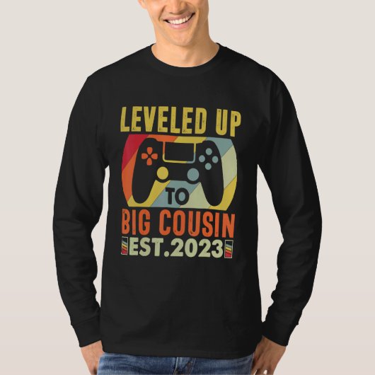 T-shirt Leveled Up To Big Cousin 2023 Gaming Pregnancy Ann (Devant)