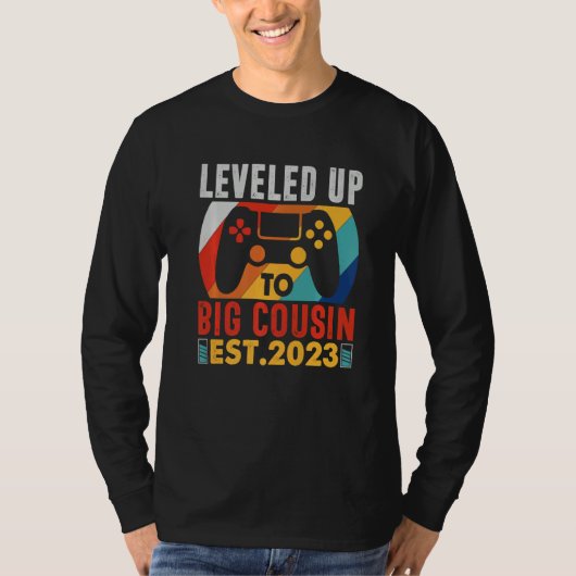 T-shirt Leveled Up To Big Cousin 2023 Gaming Pregnancy Ann (Devant)