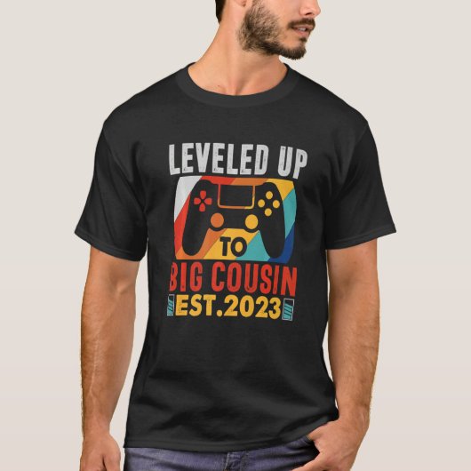 T-shirt Leveled Up To Big Cousin 2023 Gaming Pregnancy Ann (Devant)