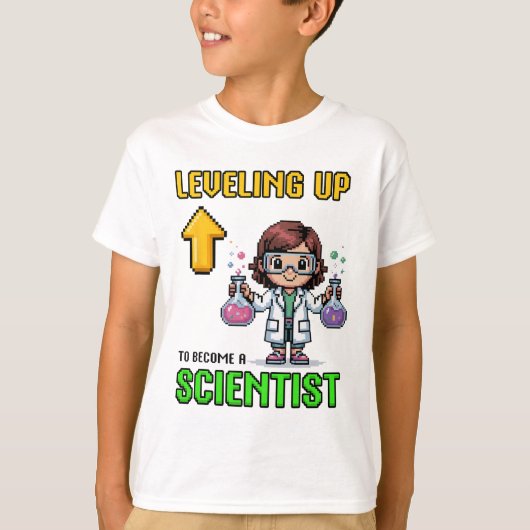 T-shirt Leveling Up Scientist Ck To School Funny Gamer Gir (Devant)