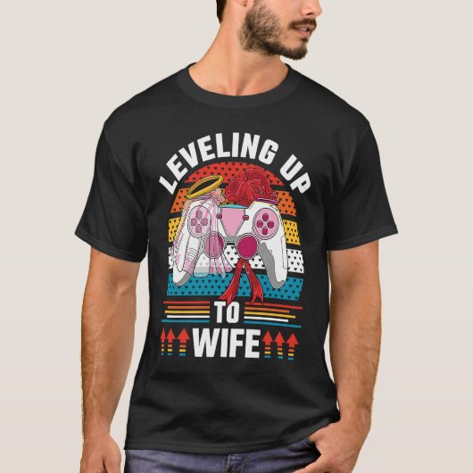 T-shirt Leveling Up To Wife Gamer Bride Gaming Wedding (Devant)
