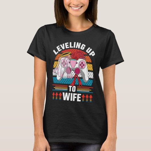 T-shirt Leveling Up To Wife Gamer Bride Gaming Wedding (Devant)