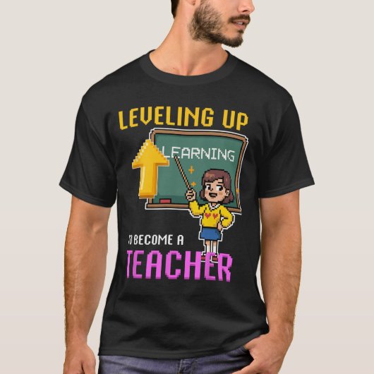 T-shirt Levelup Enseignant Ck À L'École Amusante Gamer Fil (Devant)