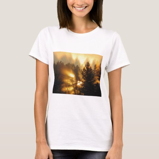 T-shirt Lever de soleil en forêt (Devant)