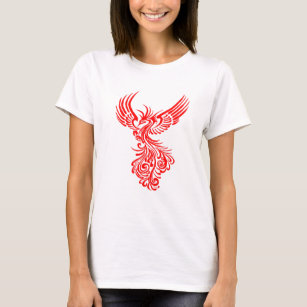 T-shirt Lever Du Crayon De Tatouage Rouge Phoenix Des Ashe