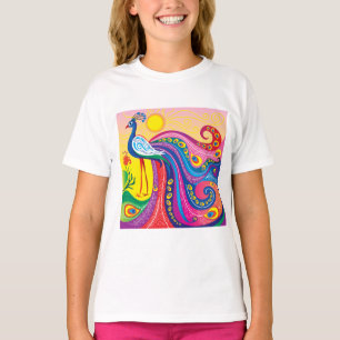 T-shirt Lever du soleil avec paon